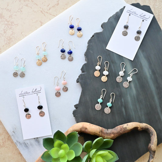 Mini Moon Gemstone Earrings