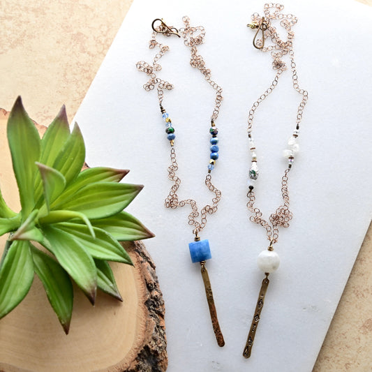 Sticks & Stones: Gemstone + Brass Necklaces