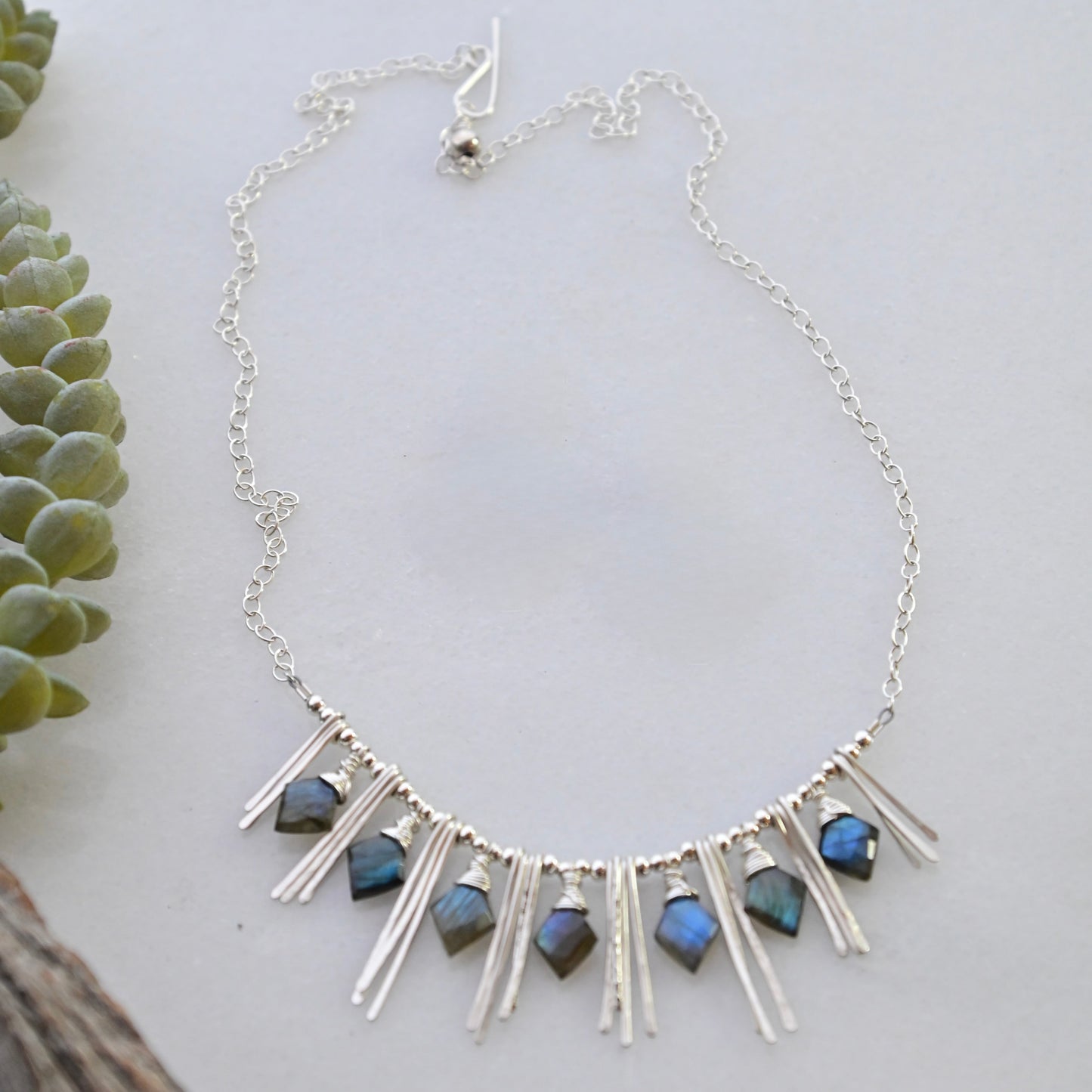 Sticks & Stones: Labradorite + Silver Necklace