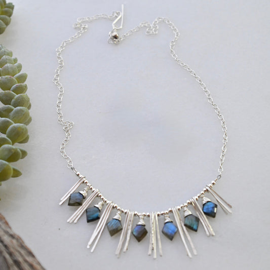 Sticks & Stones: Labradorite + Silver Necklace
