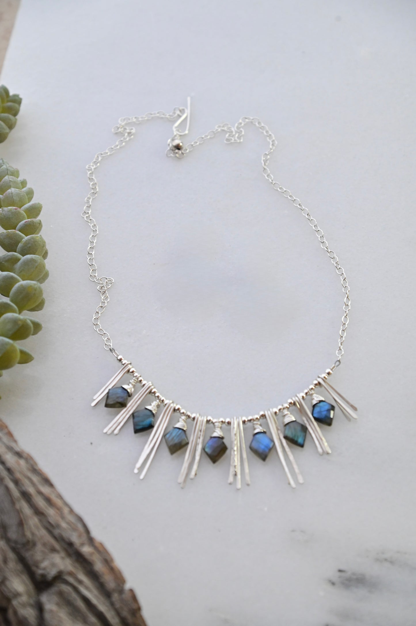 Sticks & Stones: Labradorite + Silver Necklace
