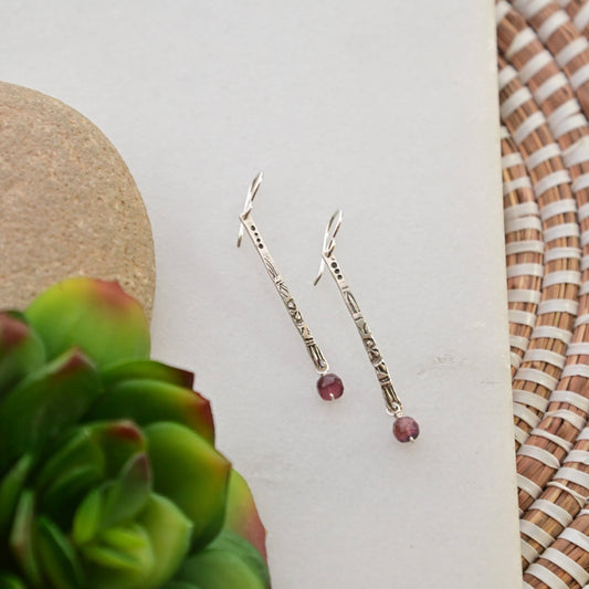 Sticks & Stones: Pink Tourmaline + Silver Earrings