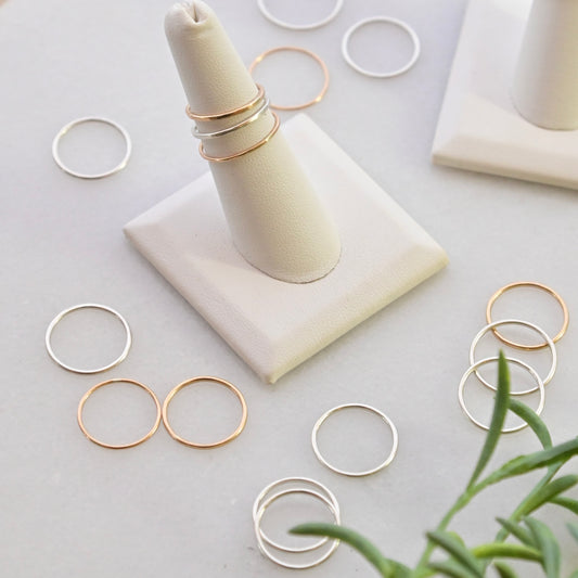Simple Stacker Rings in Silver + Gold