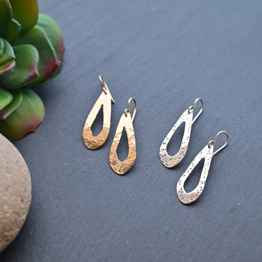 Small Teardrop Earrings in Silver or Gold