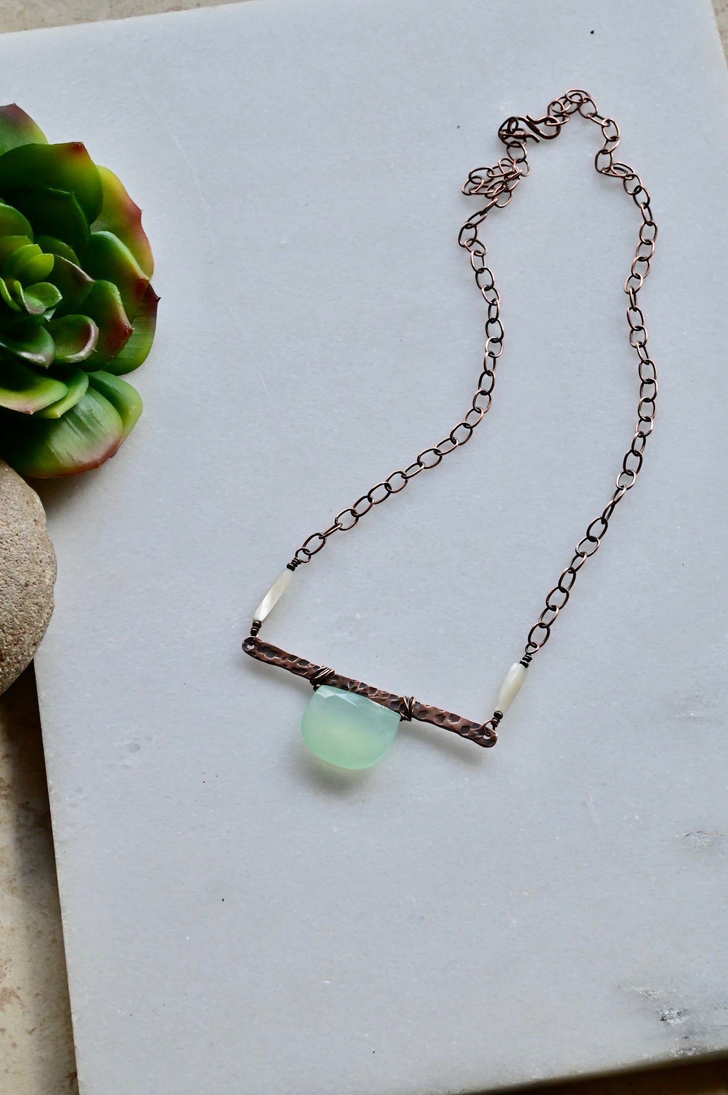 Copper Creations: Green Chalcedony Necklace