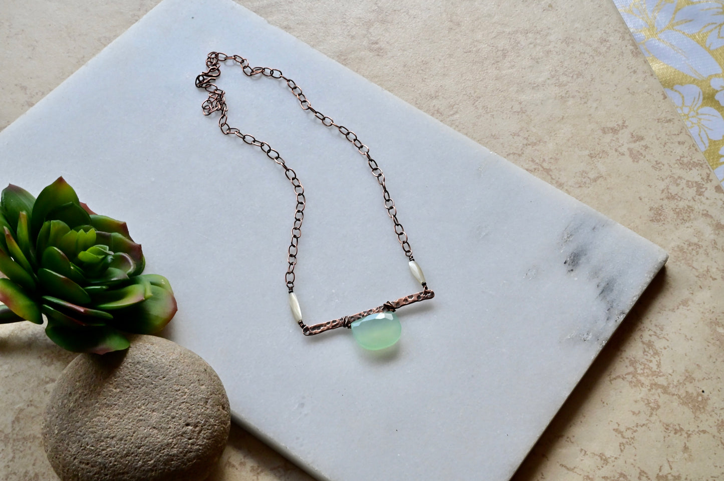 Copper Creations: Green Chalcedony Necklace
