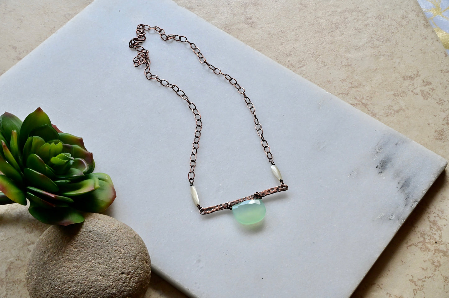 Copper Creations: Green Chalcedony Necklace