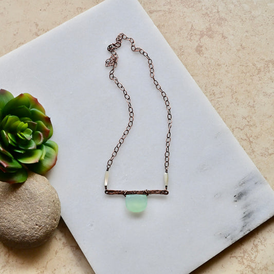 Copper Creations: Green Chalcedony Necklace