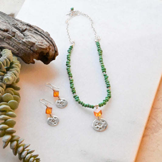 Silver Elements: Turquoise + Amber Necklace & Earrings