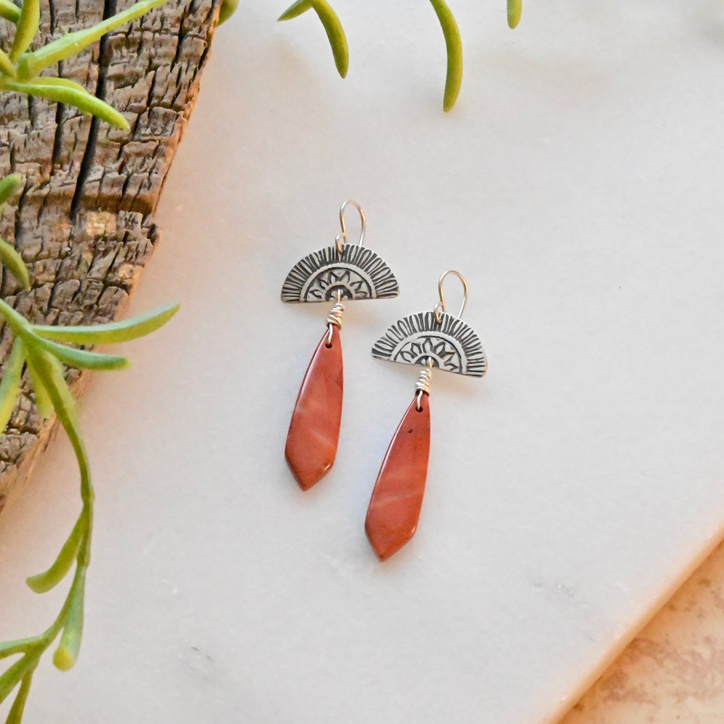 Silver Elements: Red Jasper Earrings