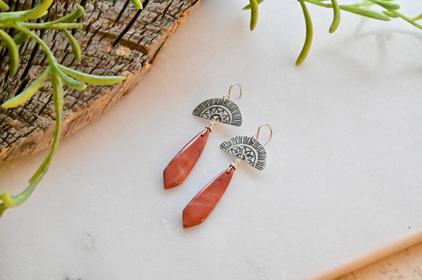 Silver Elements: Red Jasper Earrings