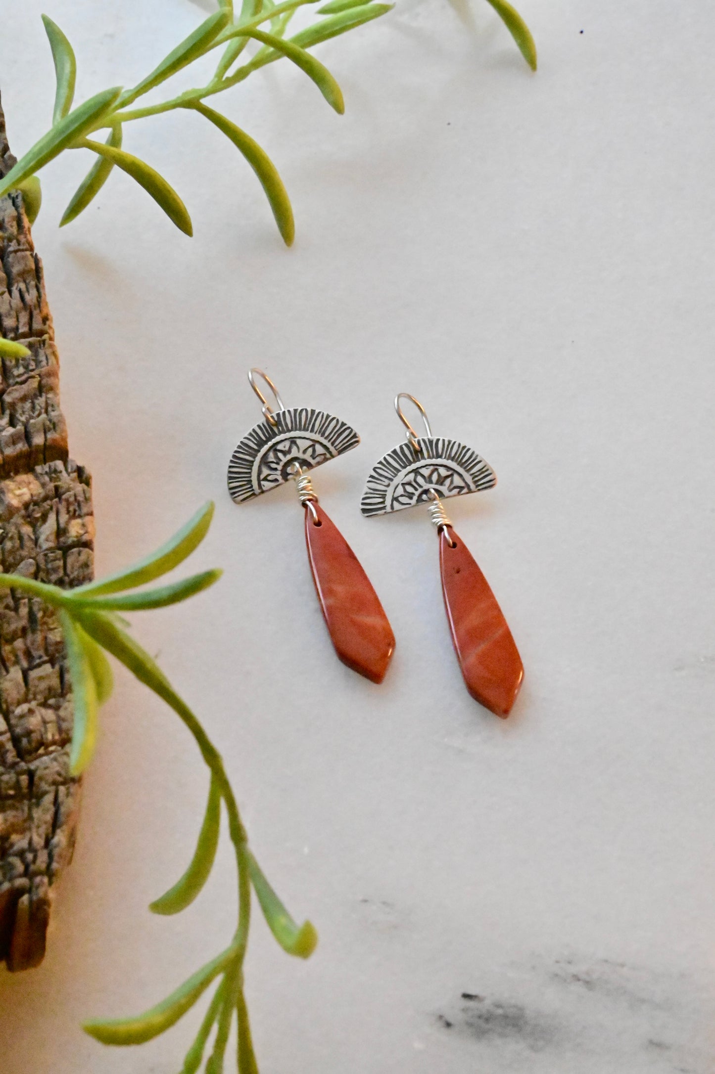 Silver Elements: Red Jasper Earrings