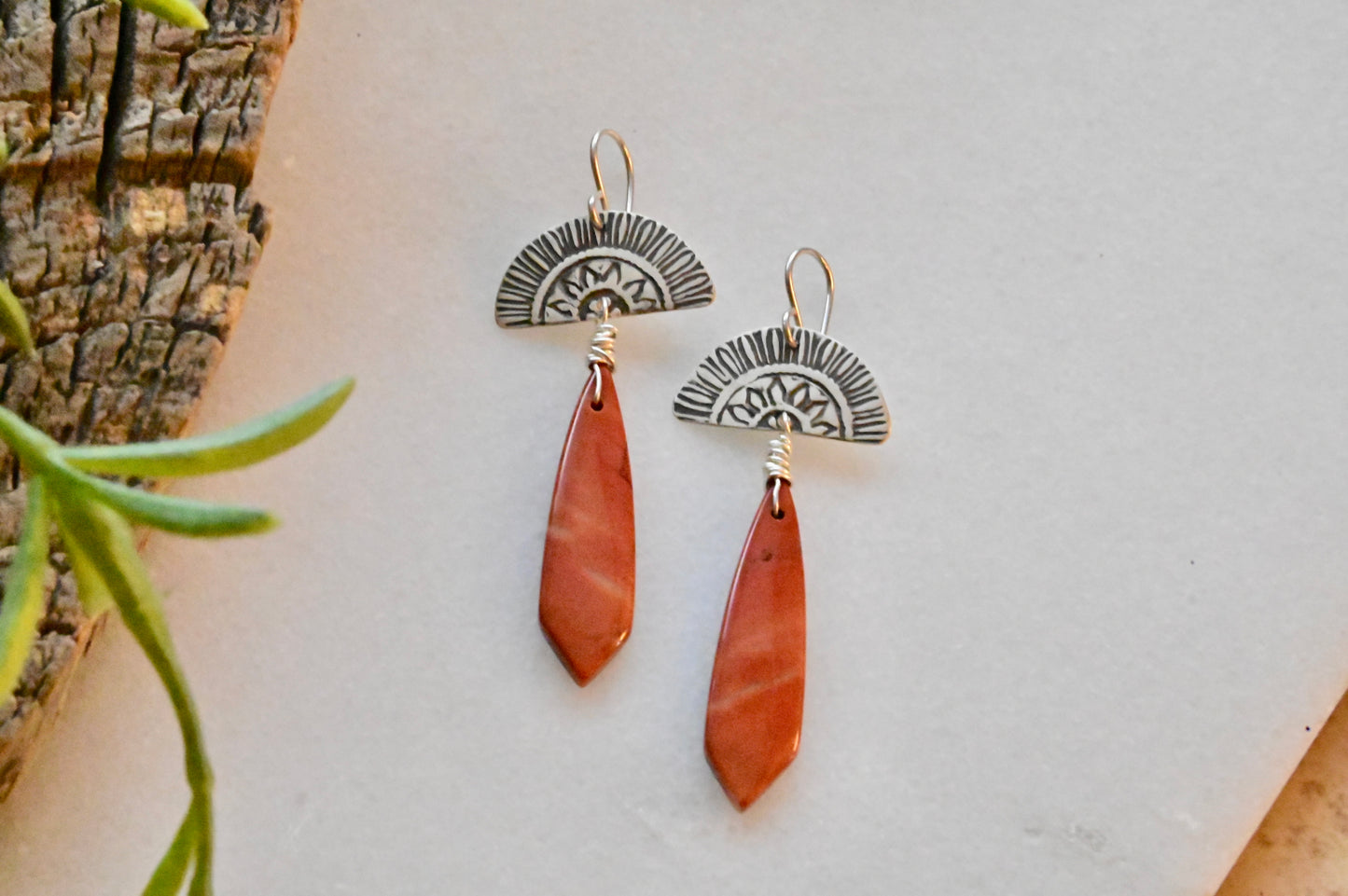 Silver Elements: Red Jasper Earrings