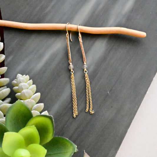 Sticks & Stones: Labradorite + Gold Earrings