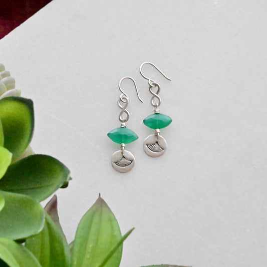 Silver Elements: Green Onyx Earrings