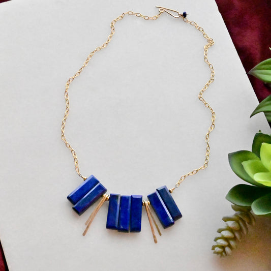 Sticks & Stones: Lapis Lazuli + Gold Necklace