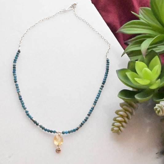Silver Elements: Citrine + Apatite Necklace