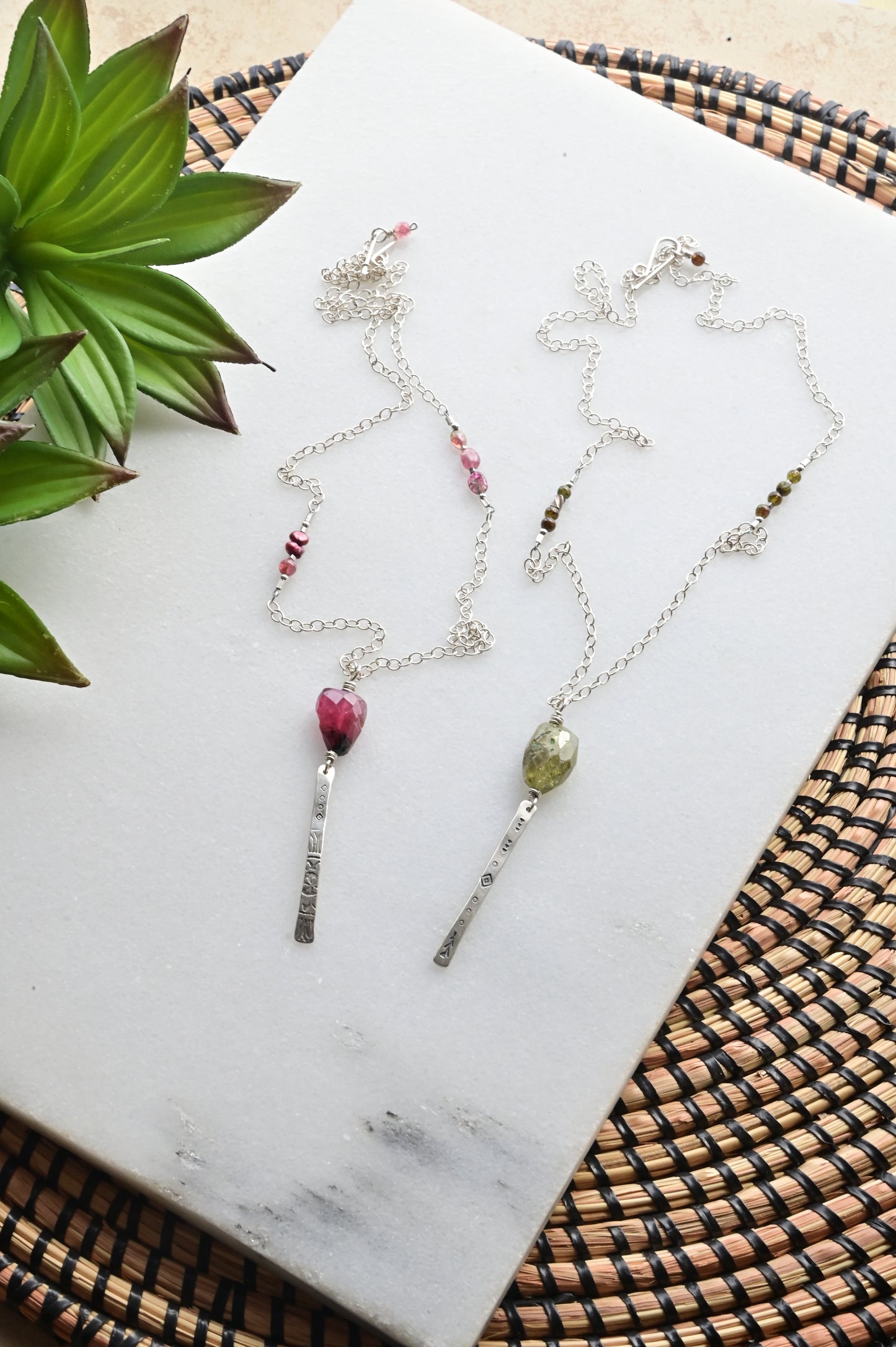 Sticks & Stones: Tourmaline + Silver Necklaces