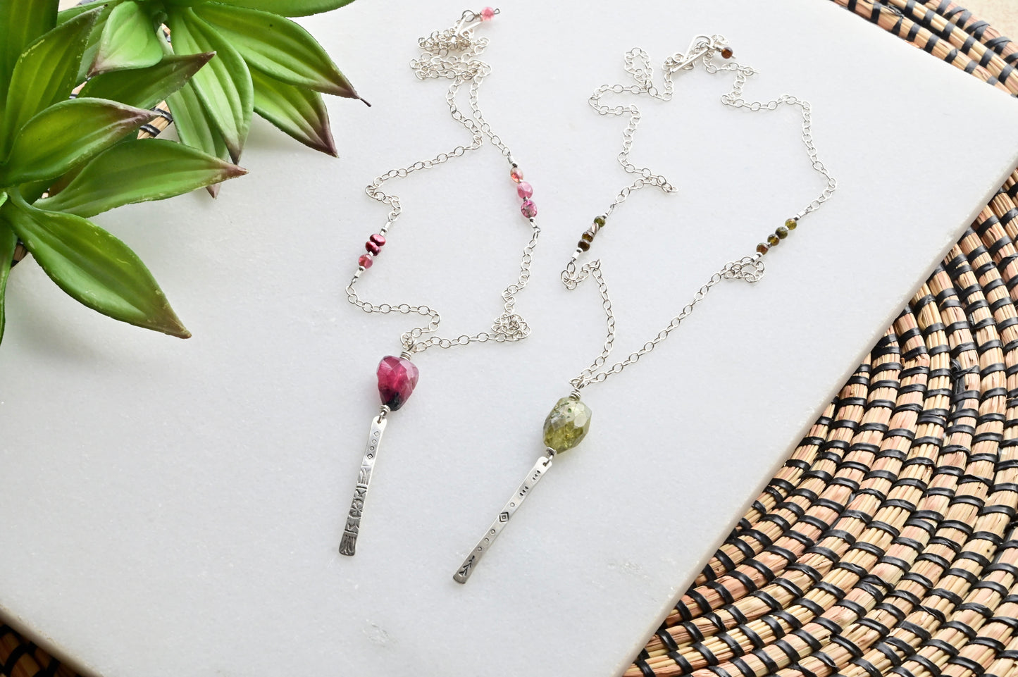 Sticks & Stones: Tourmaline + Silver Necklaces