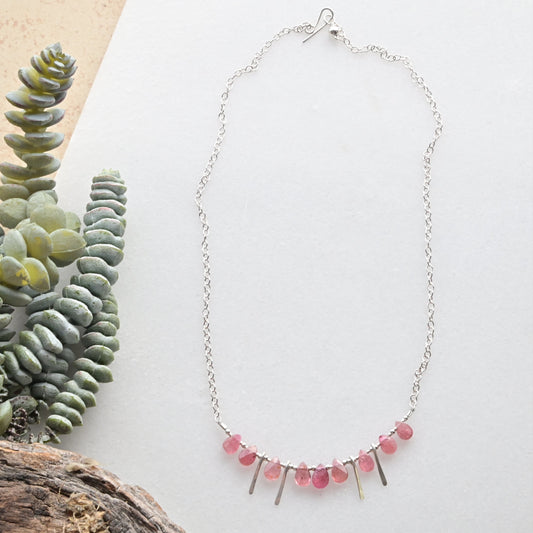 Sticks & Stones: Pink Tourmaline + Silver Necklace