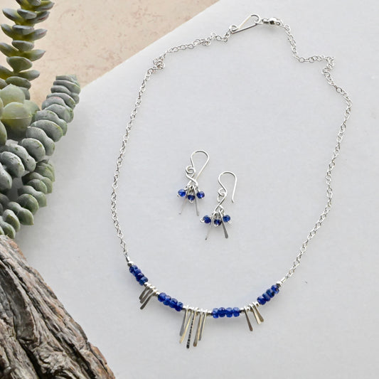 Sticks & Stones: Sapphire + Silver Necklace & Earrings