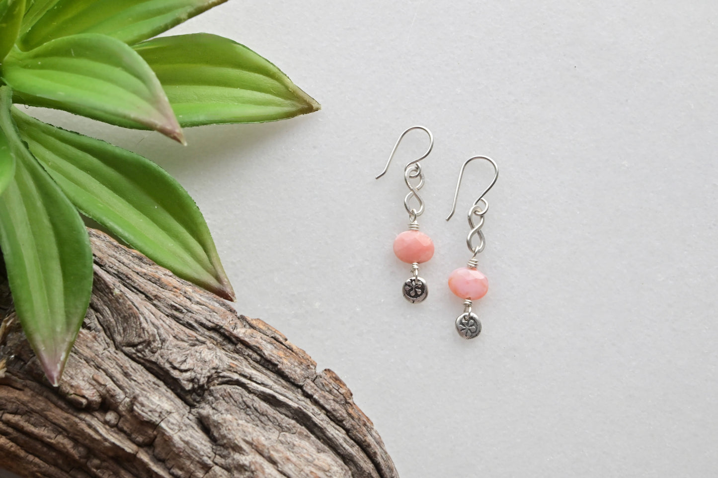 Silver Elements: Pink Opal + Silver Earrings