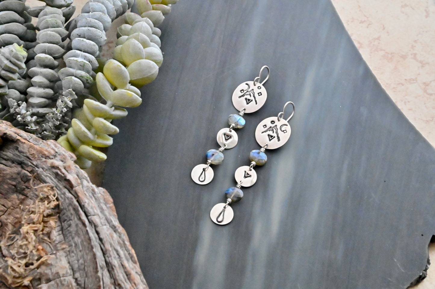 Silver Elements: Labradorite + Silver Earrings