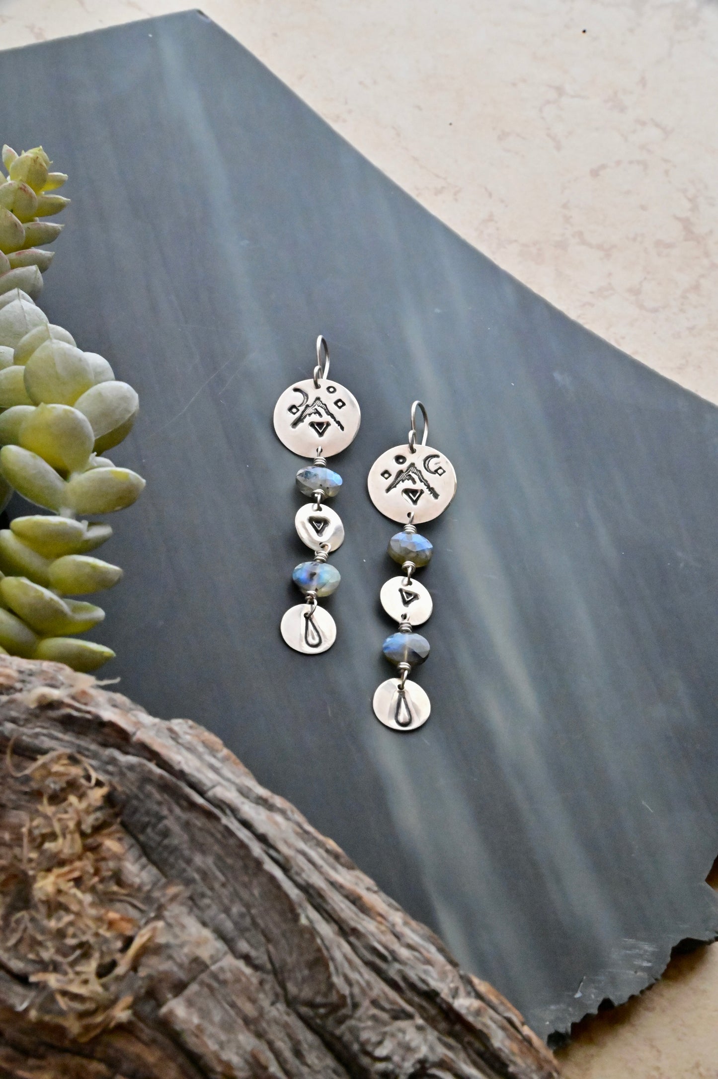 Silver Elements: Labradorite + Silver Earrings