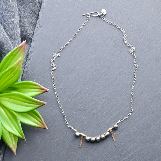 Sticks & Stones: Pyrite + Silver + Gold Necklace