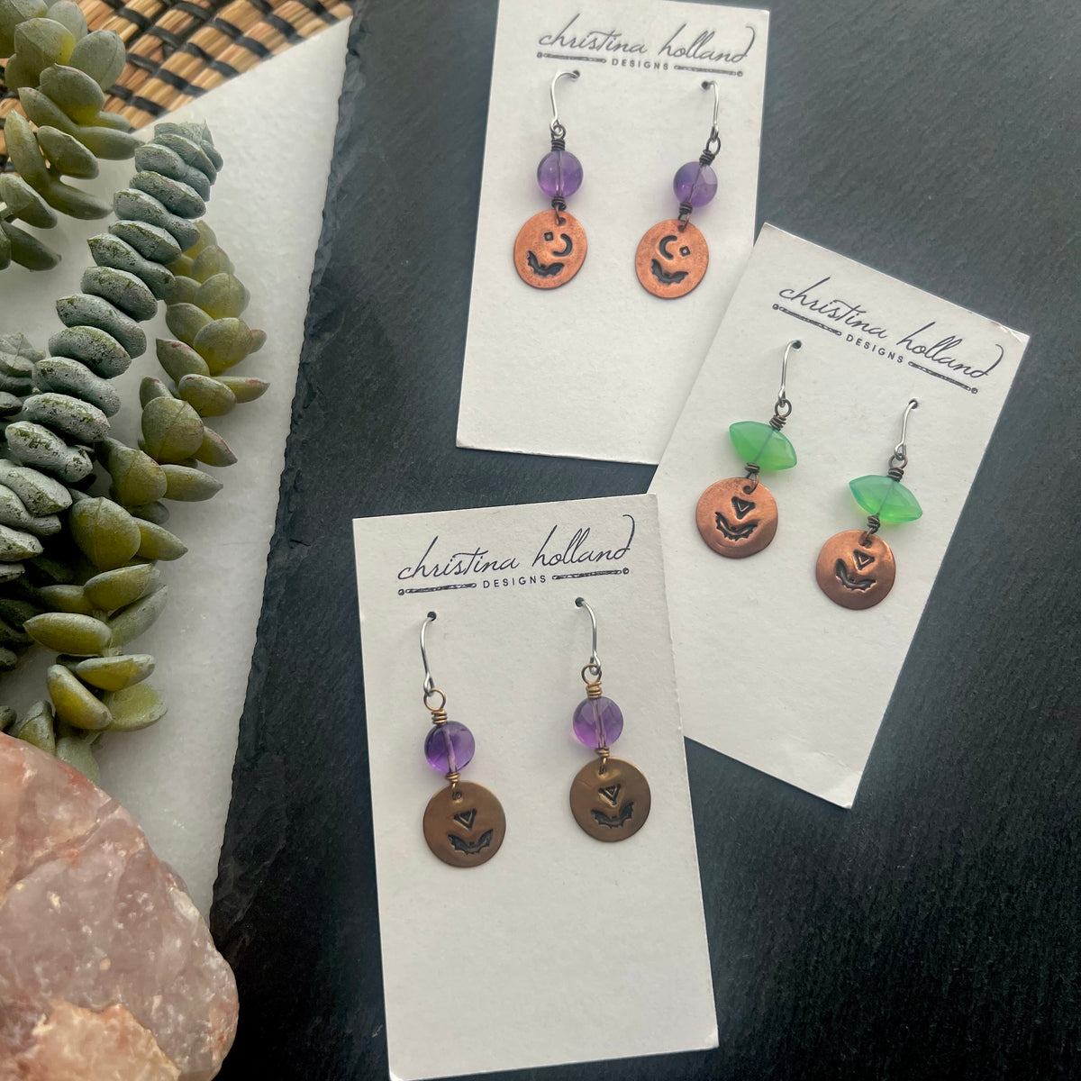 It's Frickin' Bats- Gemstone Earrings