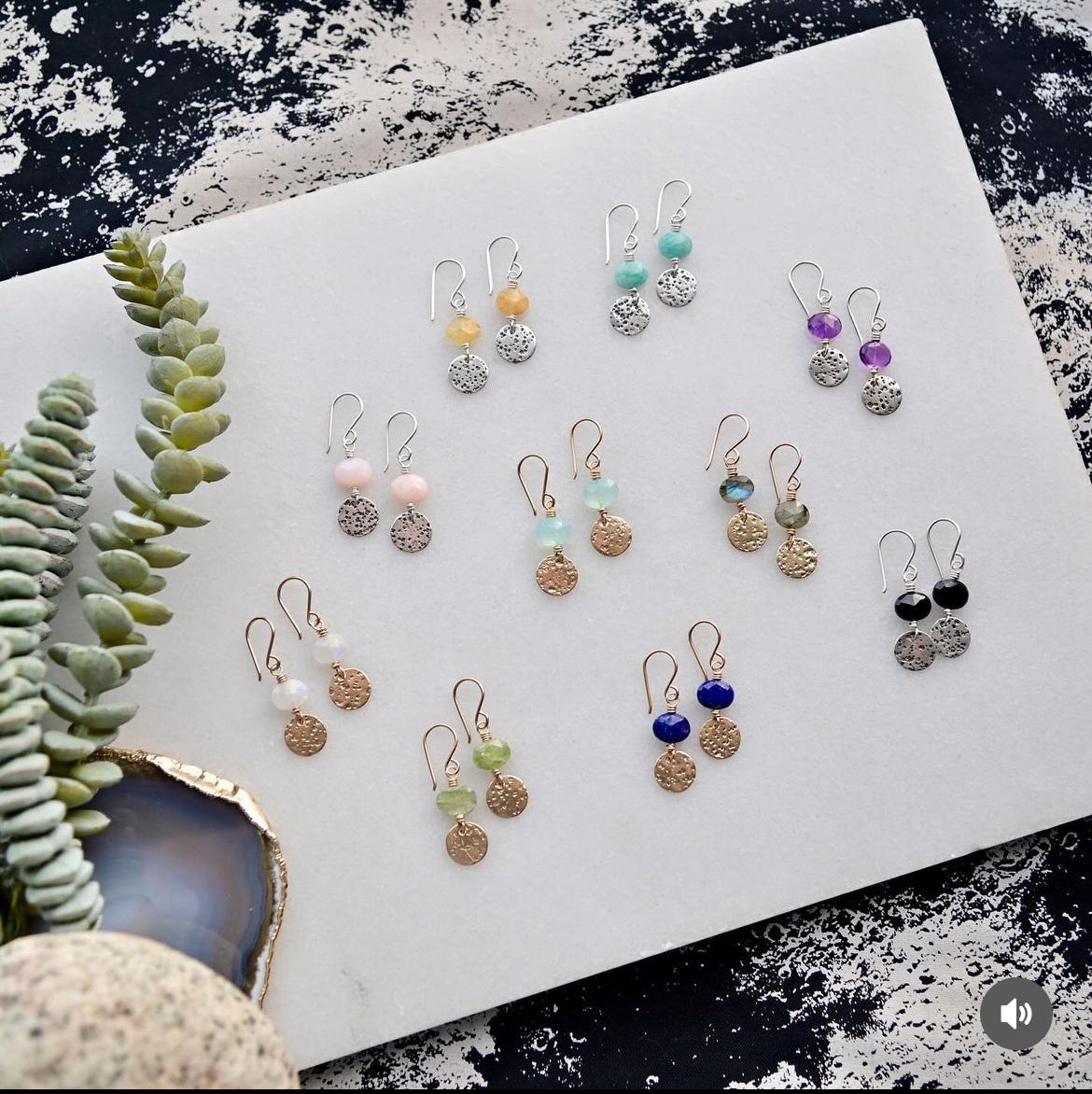 Mini Moon Gemstone Earrings